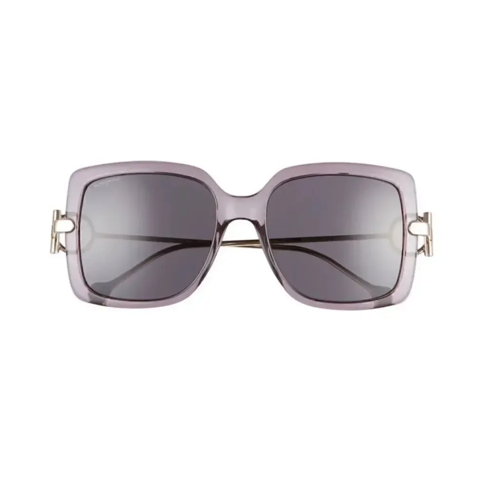 NIB FERRAGAMO Salvatore Ferragamo Gancio 55mm Square Sunglasses, Grey
